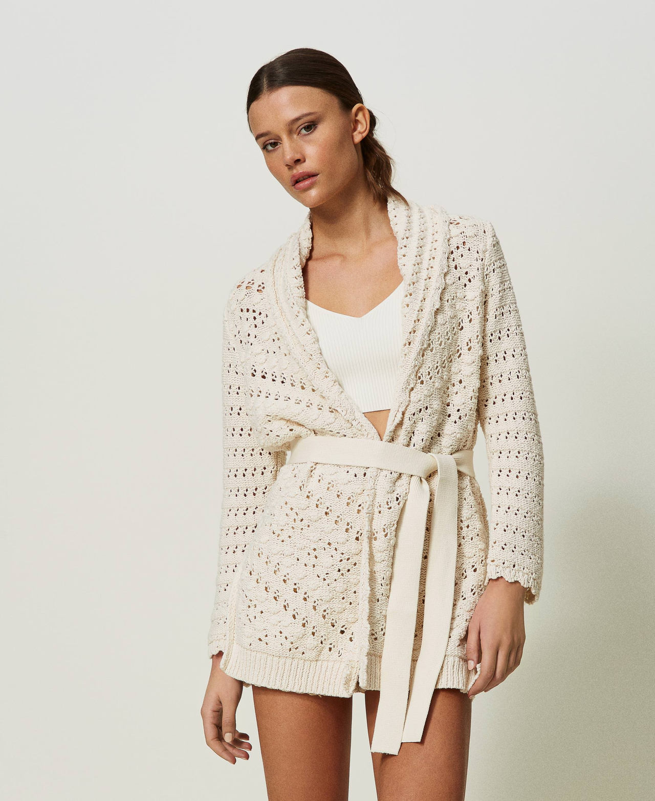 Cardigan with belt womens cheap