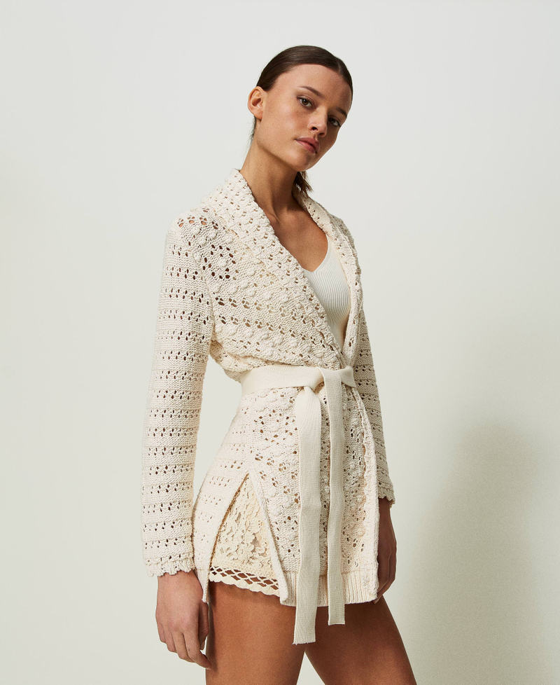 Openwork cardigan with belt
