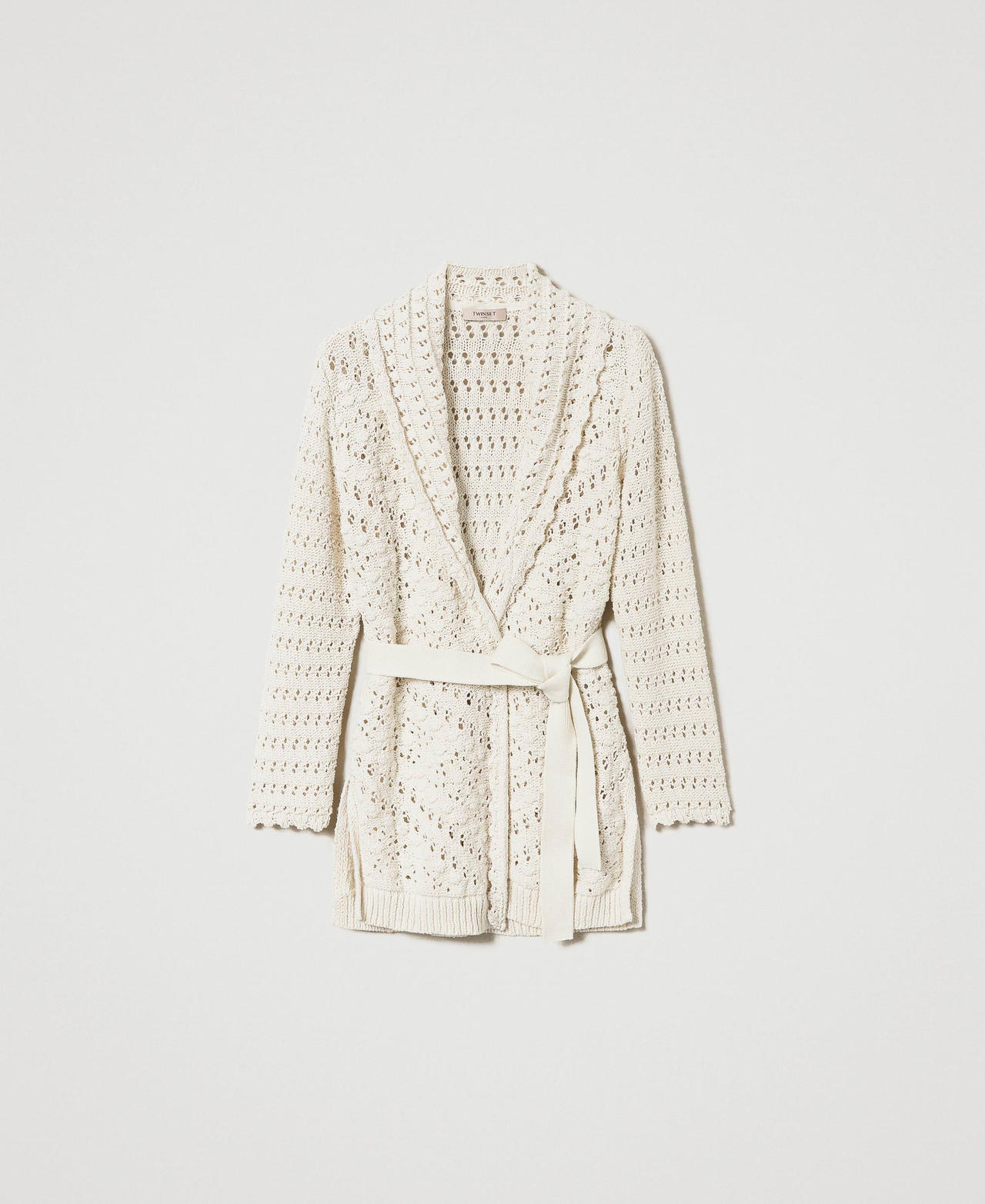 Openwork cardigan with belt