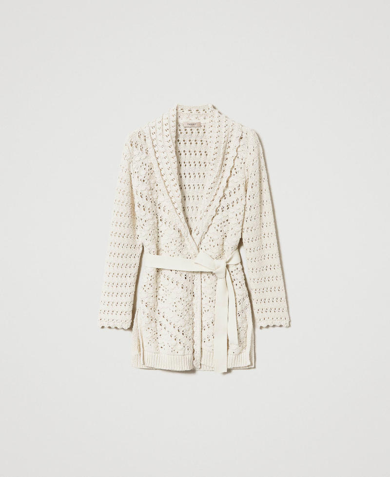Openwork cardigan with belt
