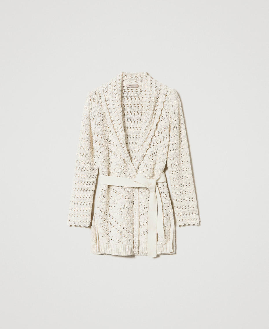 Openwork cardigan with belt
