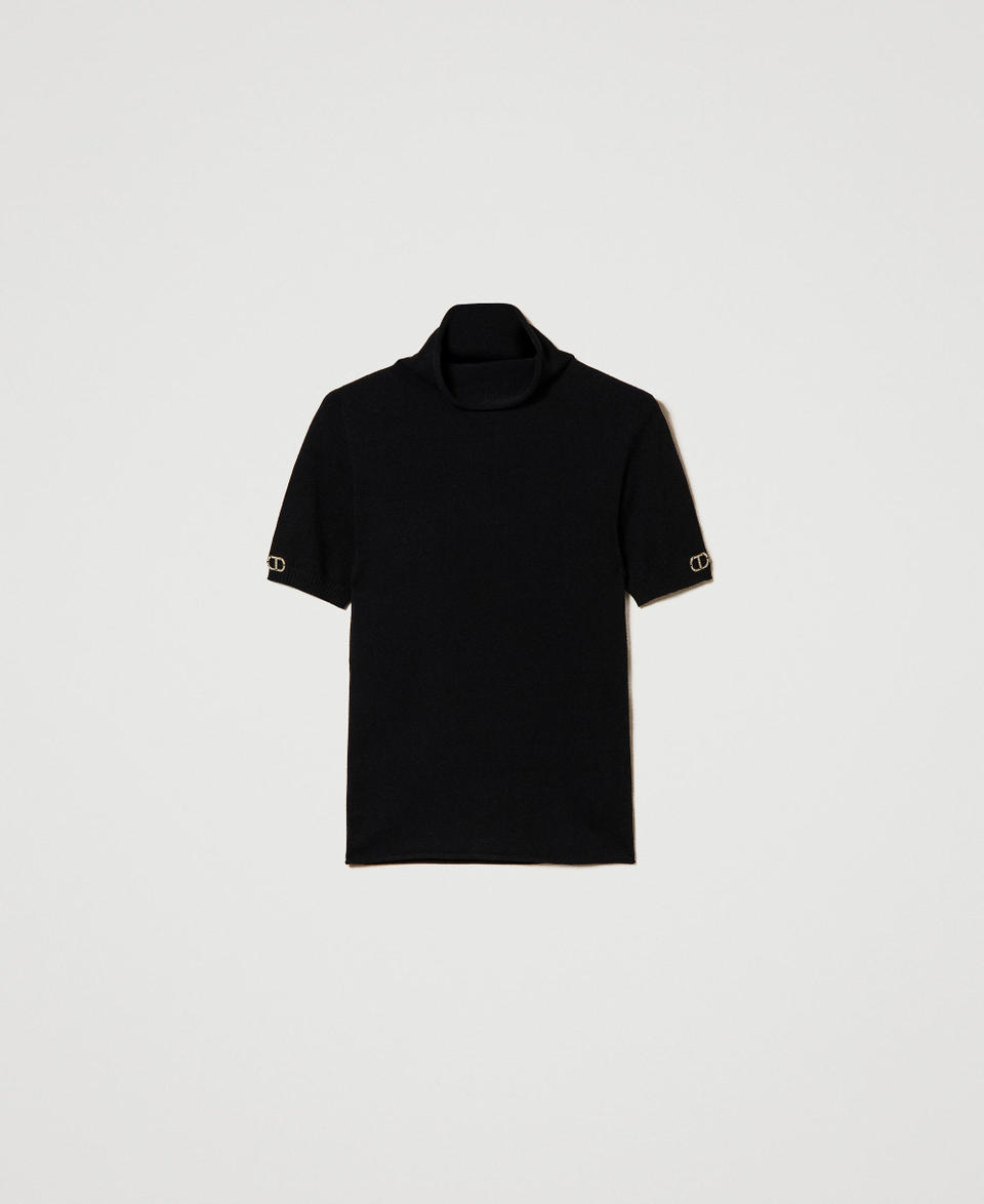 Short sleeve turtleneck jumper Black Woman 241TP3510_00006_S0