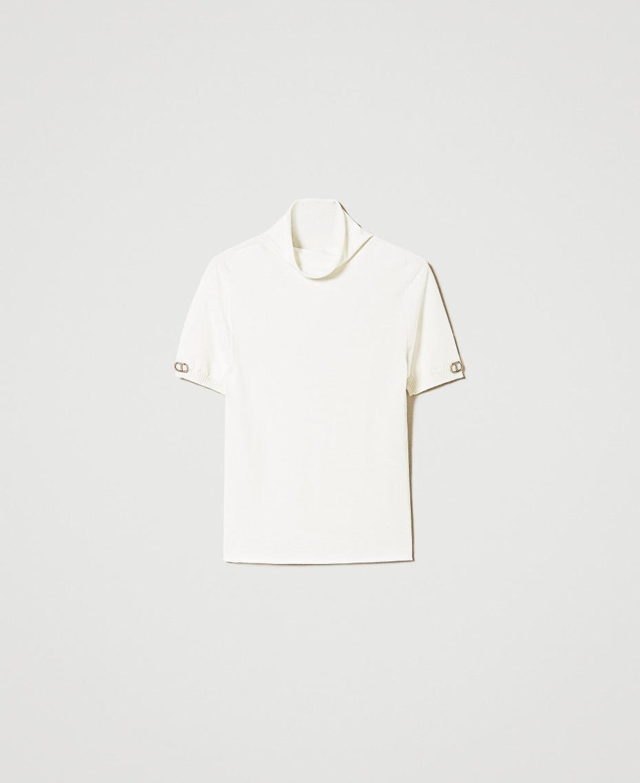 Kurz&auml;rmliger Stehkragenpullover Wei&szlig; Schnee Frau 241TP3510_00282_S0