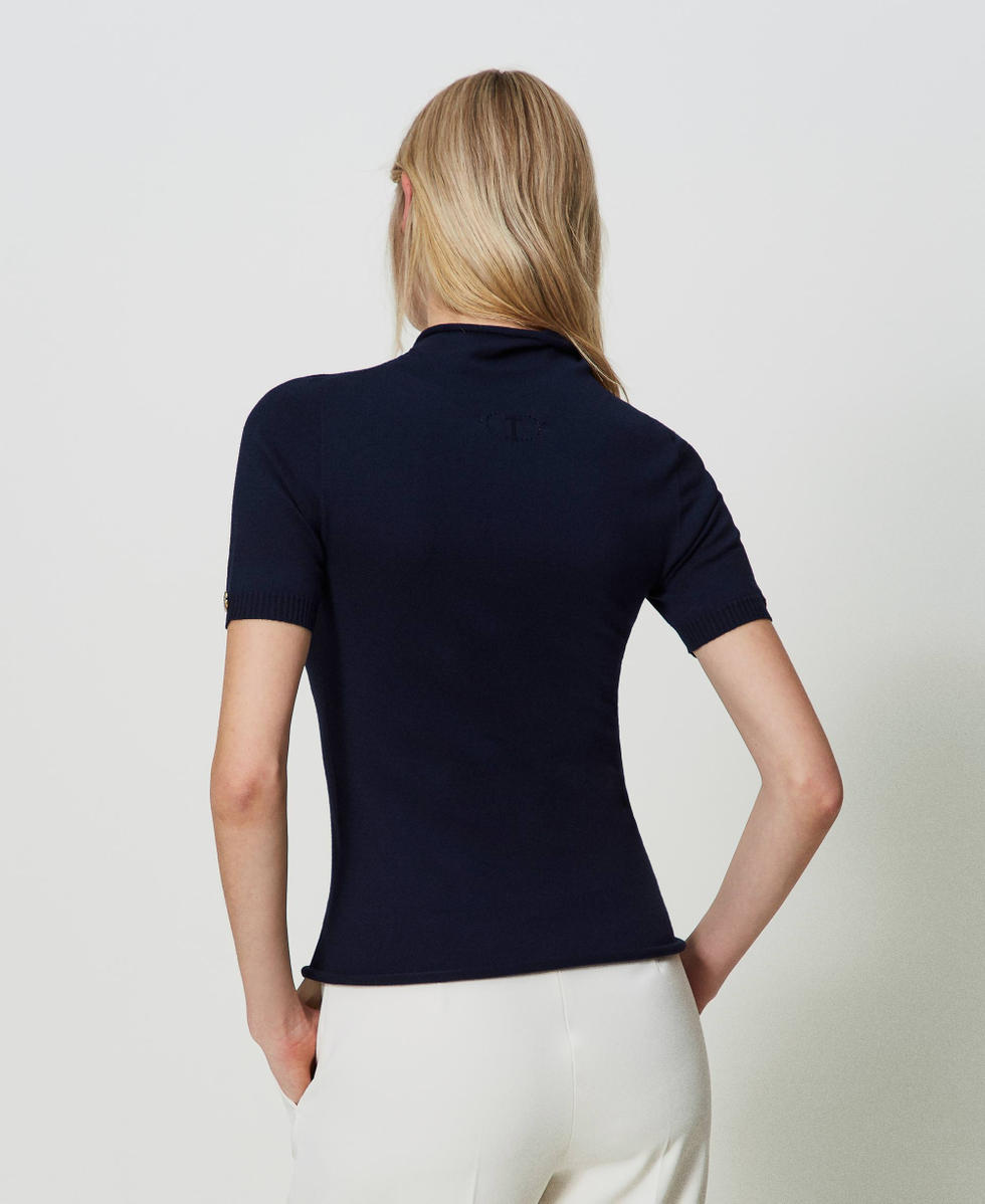 Pull col montant &agrave; manches courtes