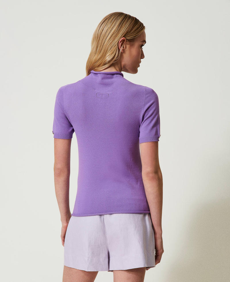 Kurz&auml;rmliger Stehkragenpullover Hyazinthenlila Frau 241TP3510_11296_03