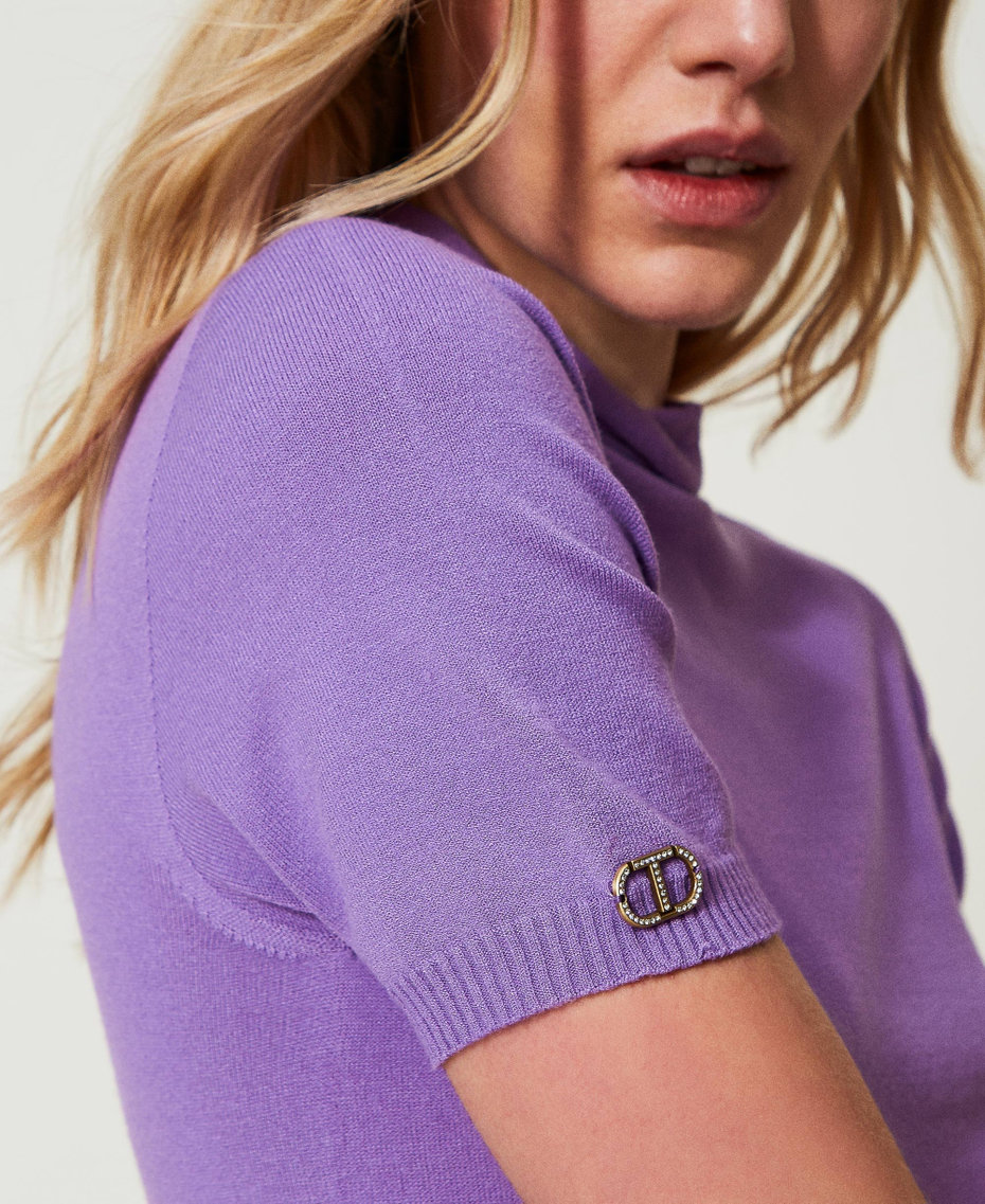 Kurz&auml;rmliger Stehkragenpullover Hyazinthenlila Frau 241TP3510_11296_04