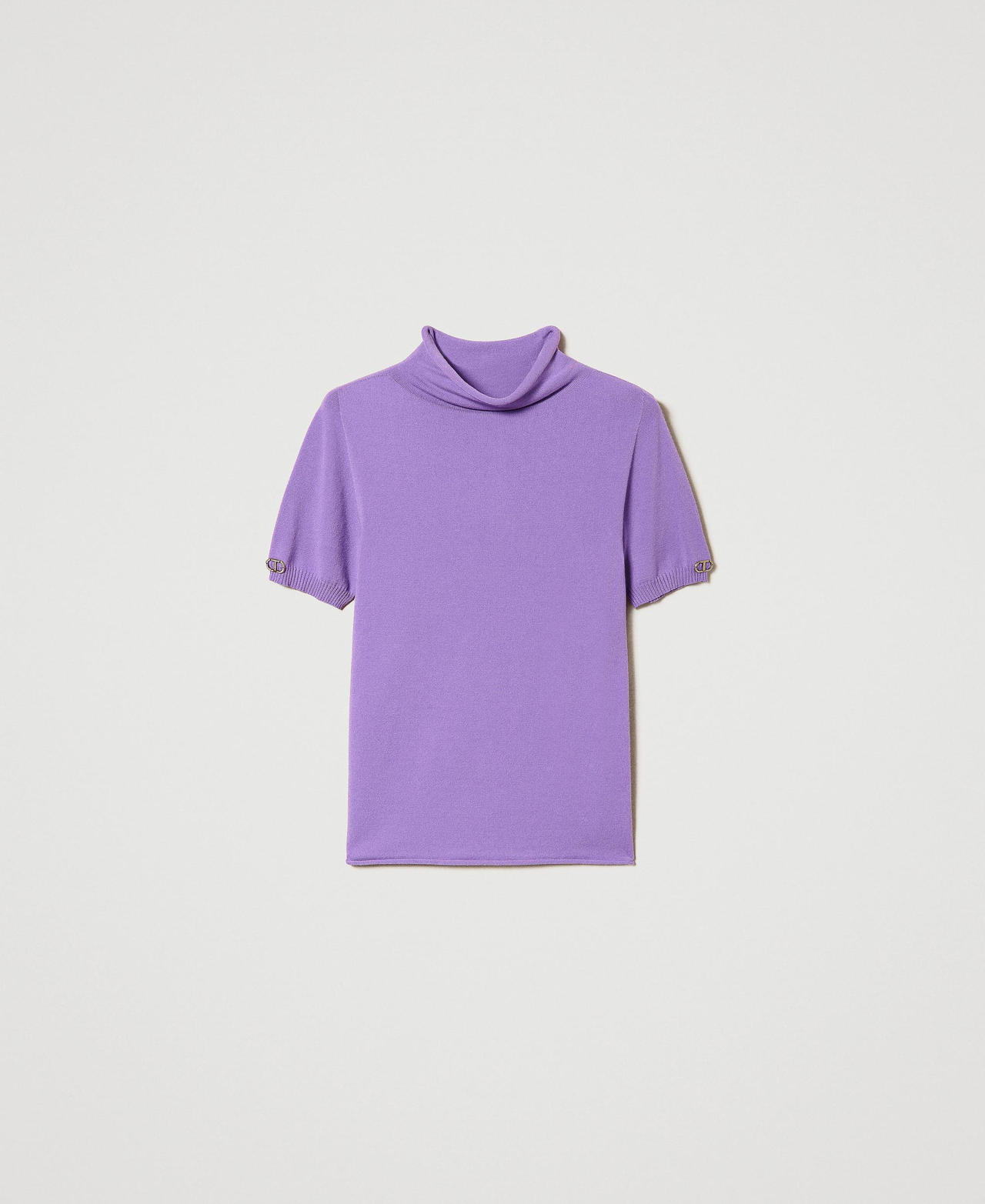 Short sleeve turtleneck jumper Woman Purple TWINSET Milano