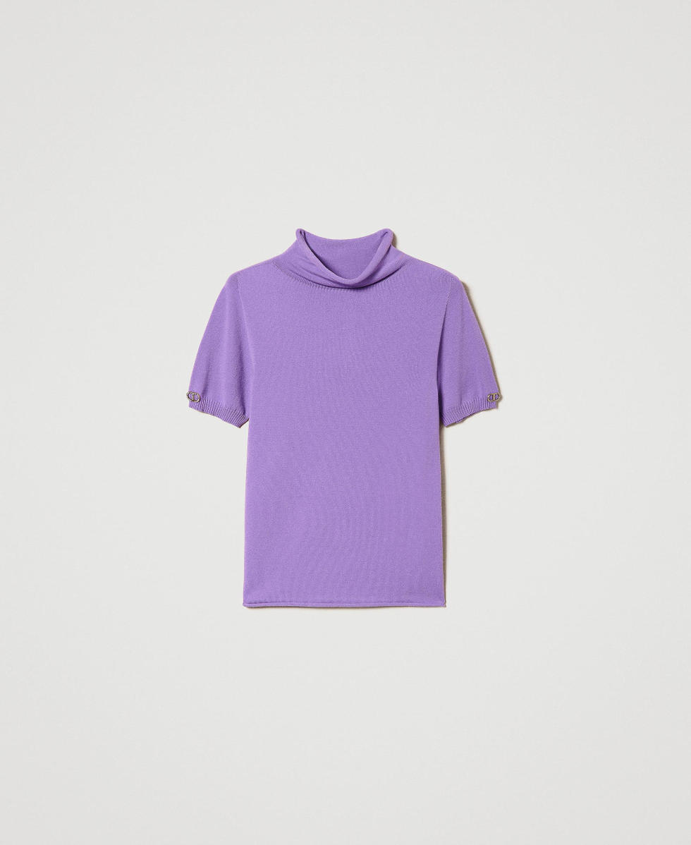 Short sleeve turtleneck jumper Woman Purple TWINSET Milano
