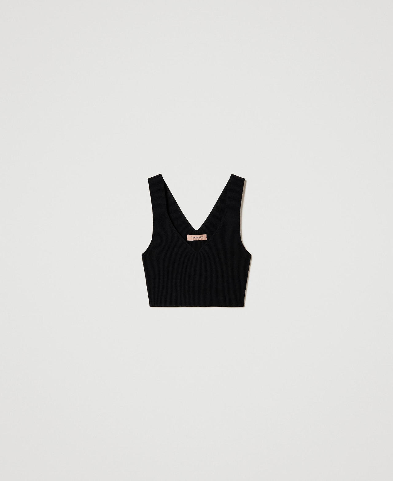 Ribbed cropped top Black Woman 241TP3514-0S