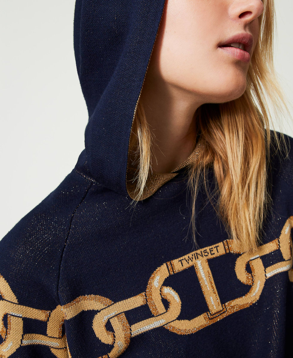 Jacquard maxi jumper with chain