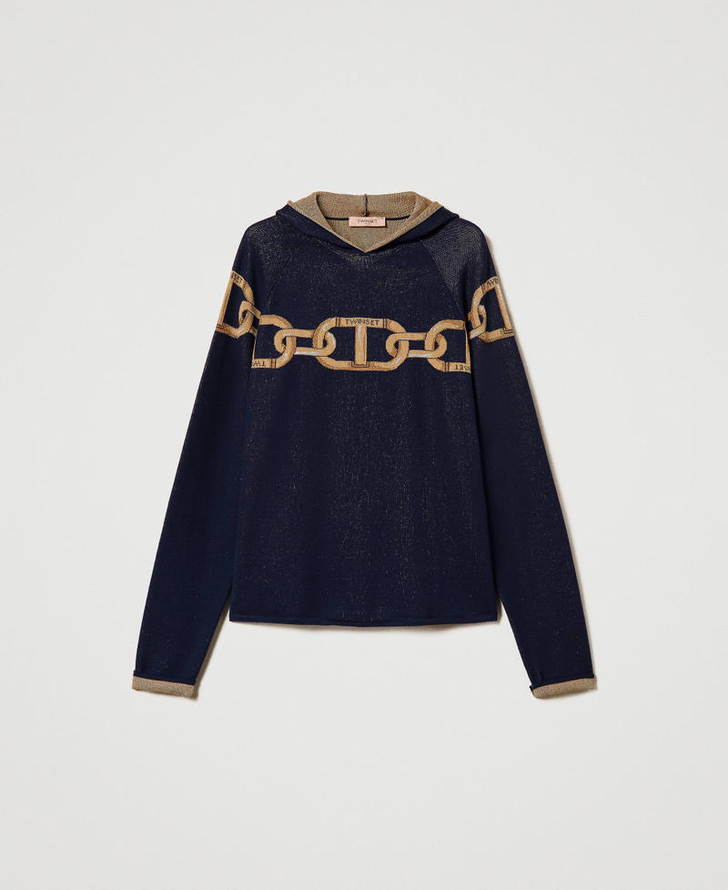 Jacquard maxi jumper with chain