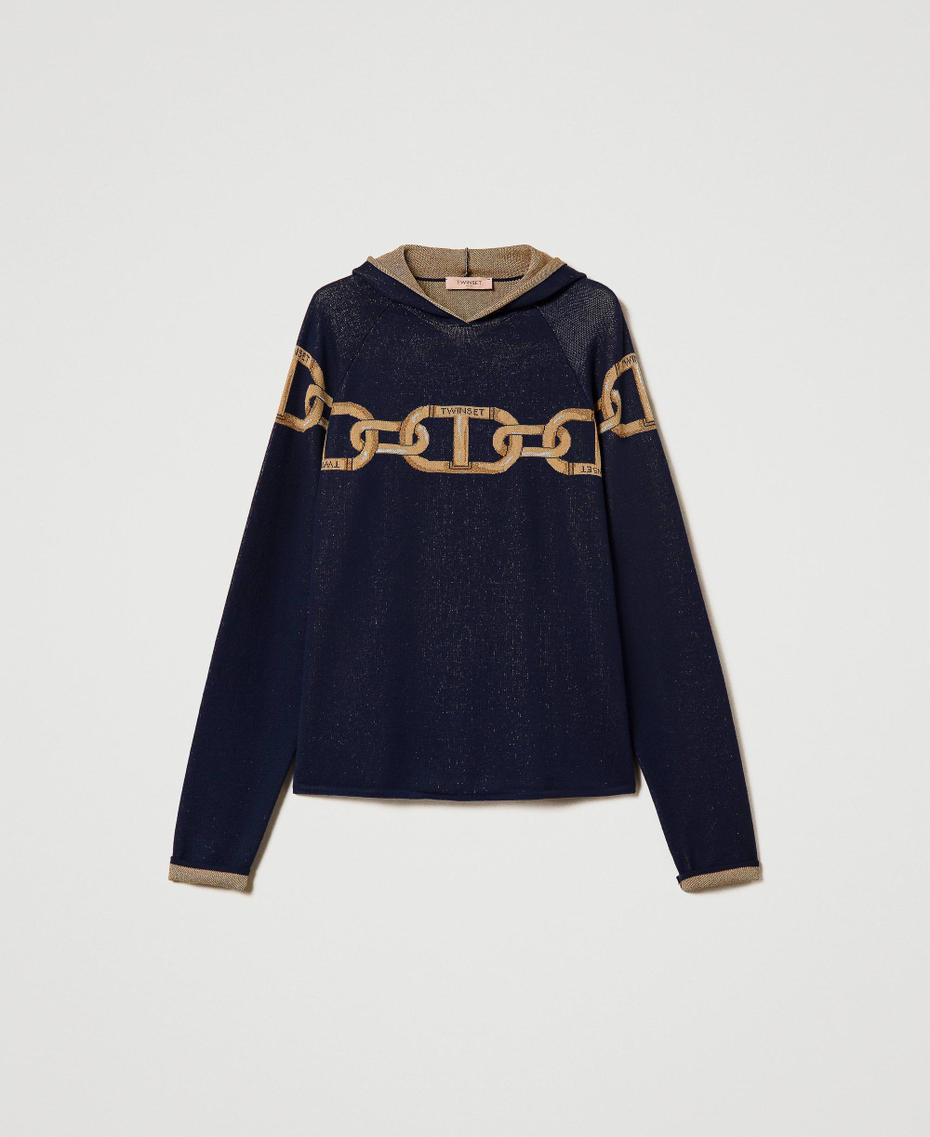 Jacquard maxi jumper with chain