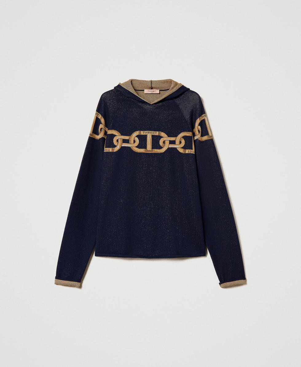 Jacquard maxi jumper with chain