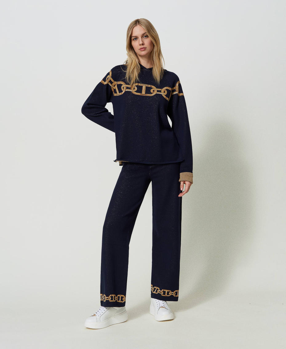 Jacquard knit trousers with chains