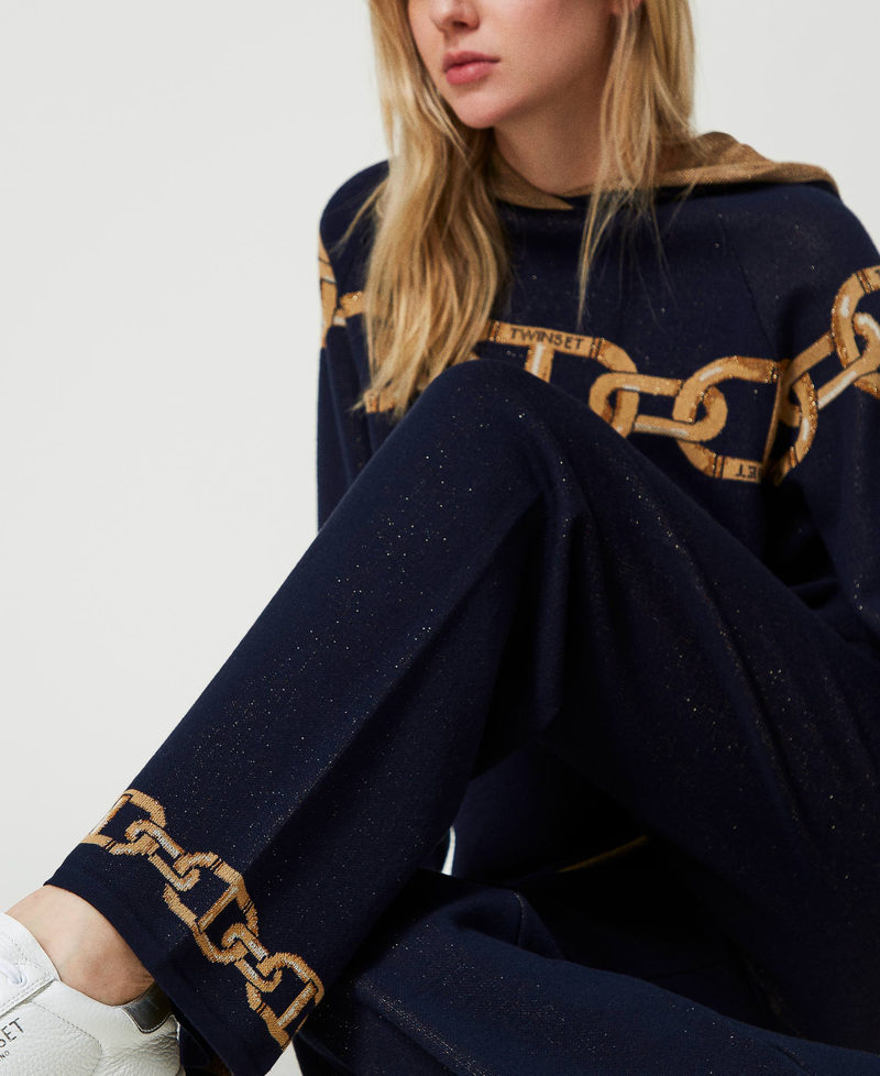 Jacquard knit trousers with chains