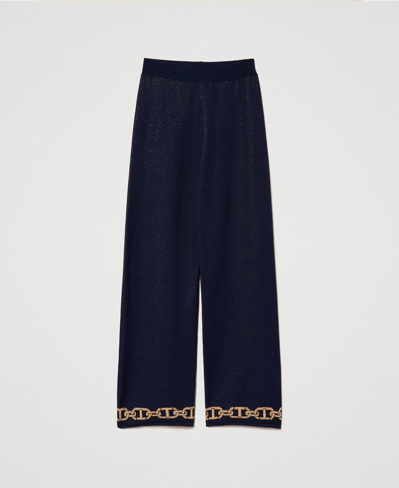 Jacquard knit trousers with chains