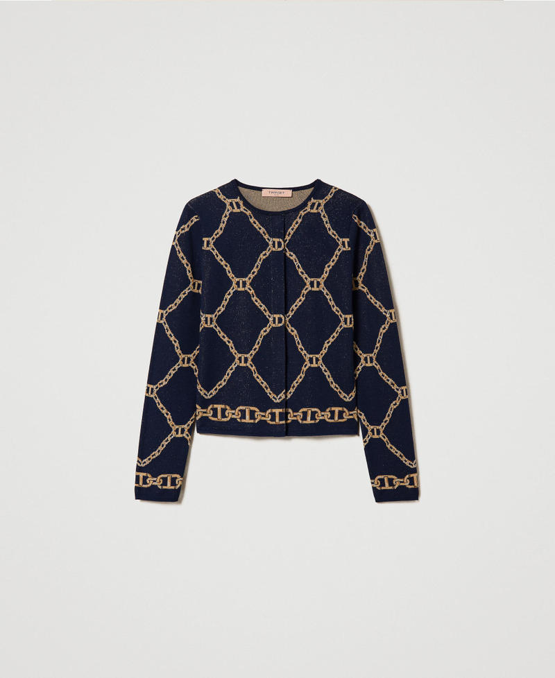 Blouson en maille jacquard avec chaînes