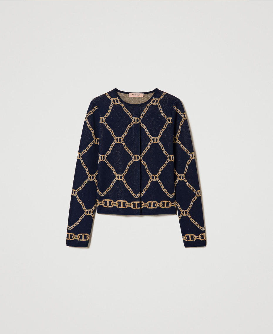 Blouson en maille jacquard avec chaînes