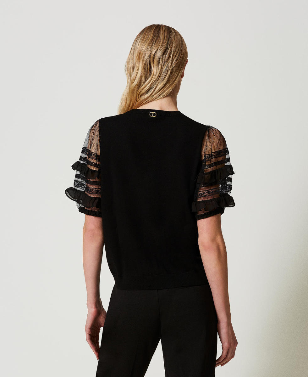 Maglia con maniche di tulle deals