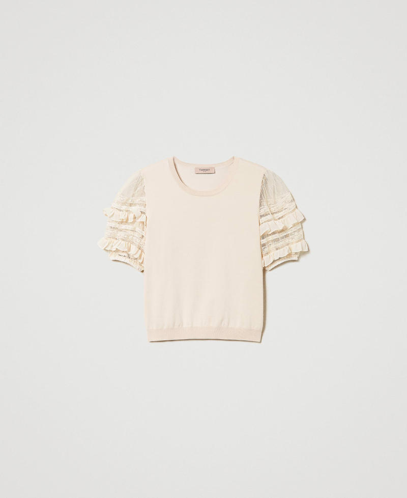 Pullover mit &Auml;rmeln aus T&uuml;ll und Spitze