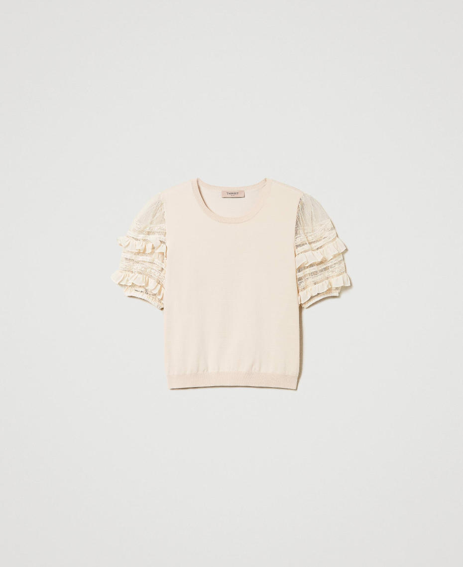 Pullover mit &Auml;rmeln aus T&uuml;ll und Spitze