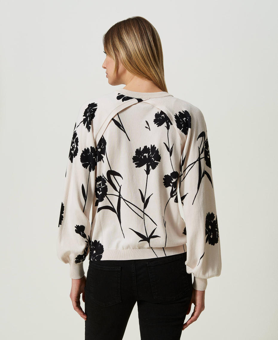 Bolero y top de punto estampado Estampado Clavel Negro / Nieve Mujer 241TP3550_11349_03
