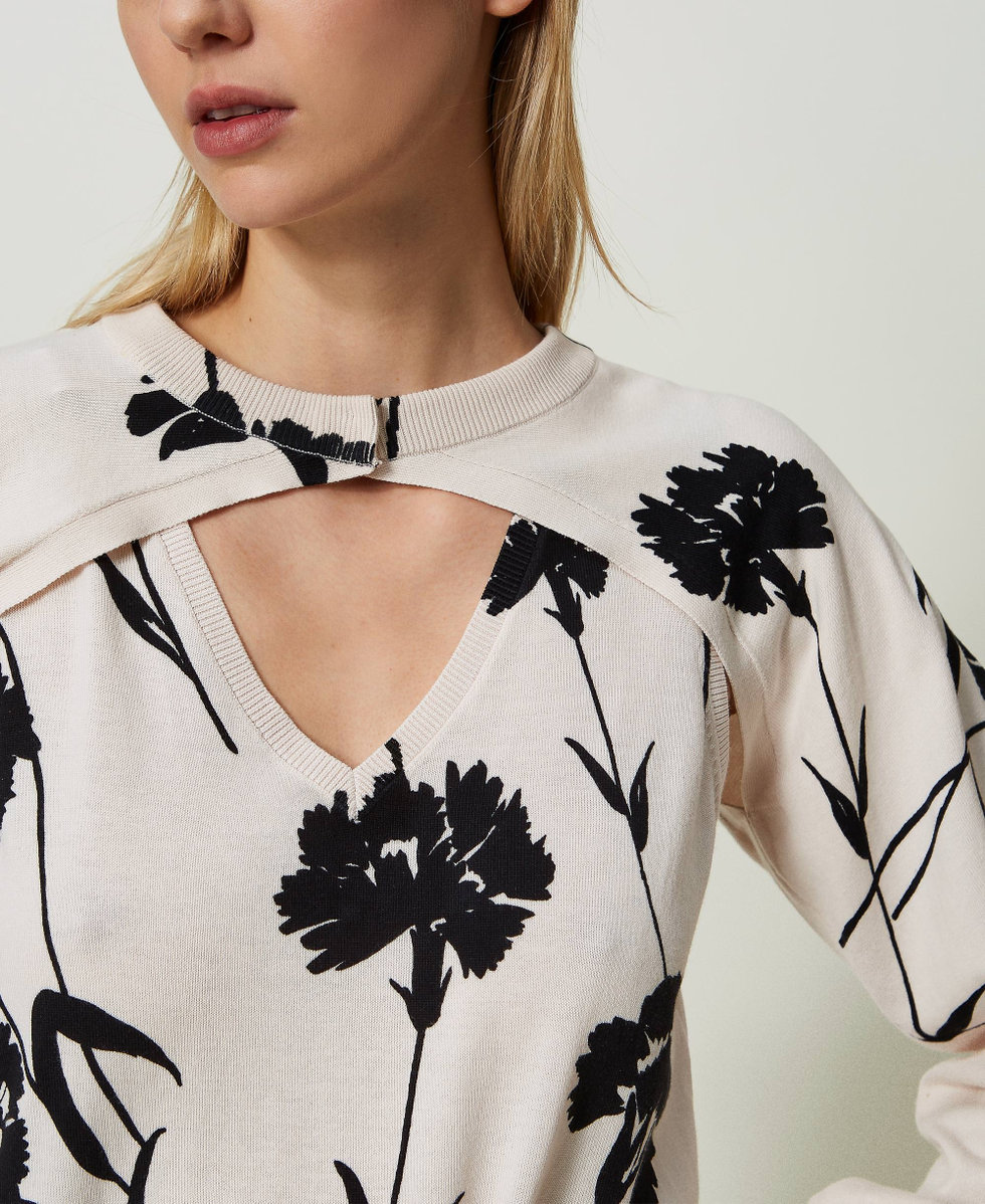 Coprispalle e top in maglia stampata Stampa Garofano Nero / Neve Donna 241TP3550_11349_04