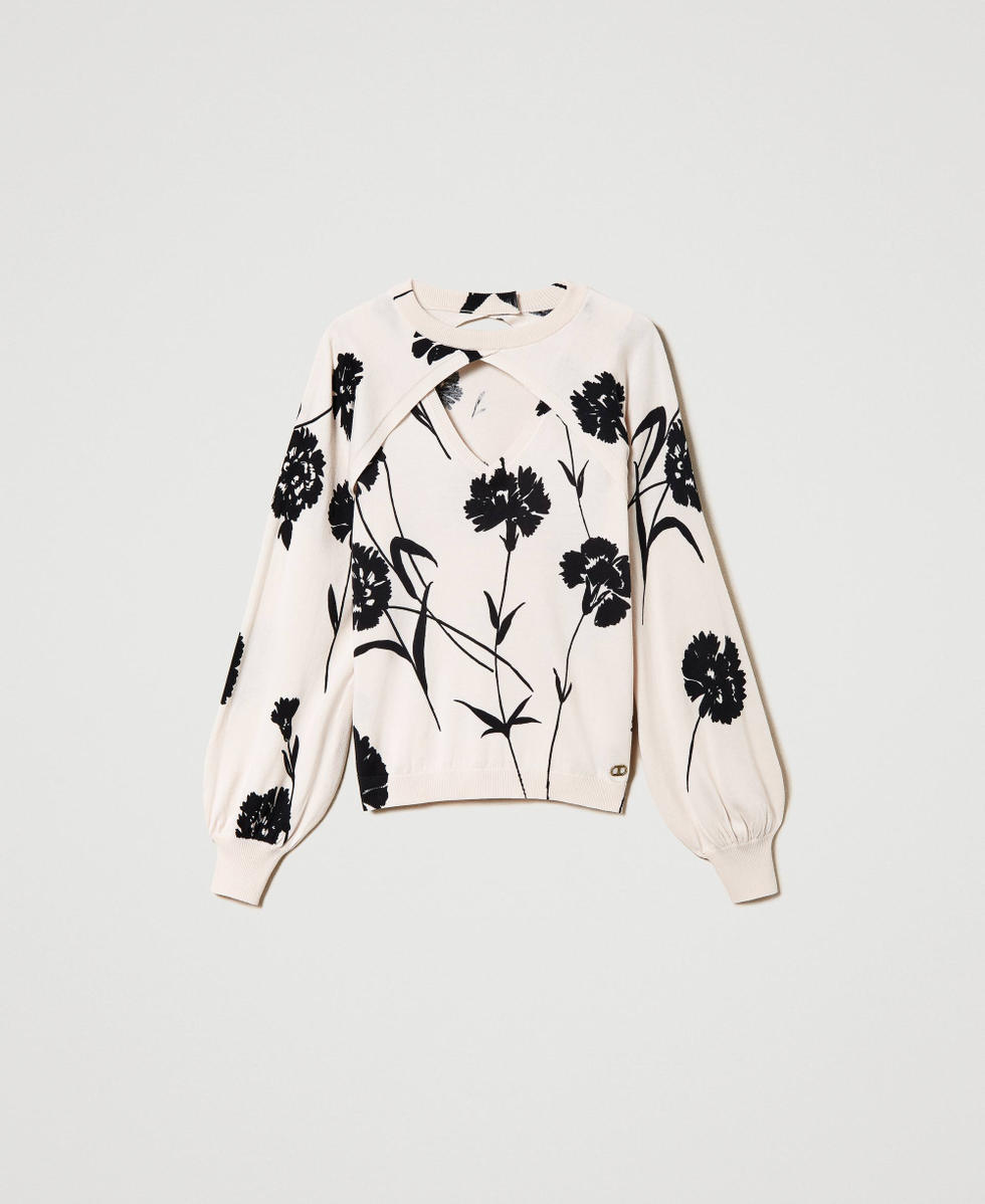 Coprispalle e top in maglia stampata Stampa Garofano Nero / Neve Donna 241TP3550_11349_S0