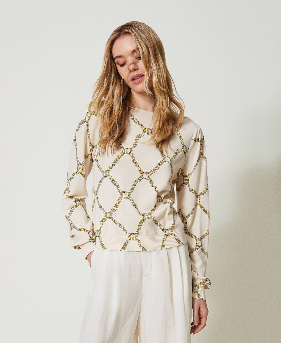 Jumper with chain print Woman White TWINSET Milano