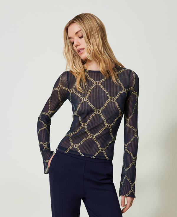 Pull ajusté avec imprimé chaînes