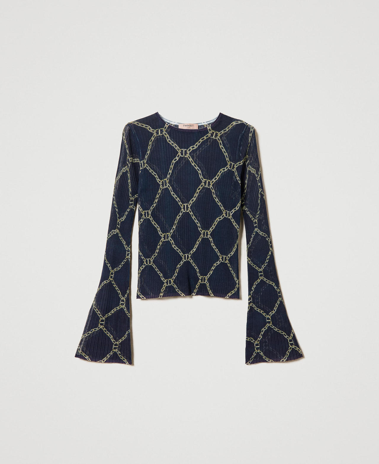 Fitted jumper with chain print