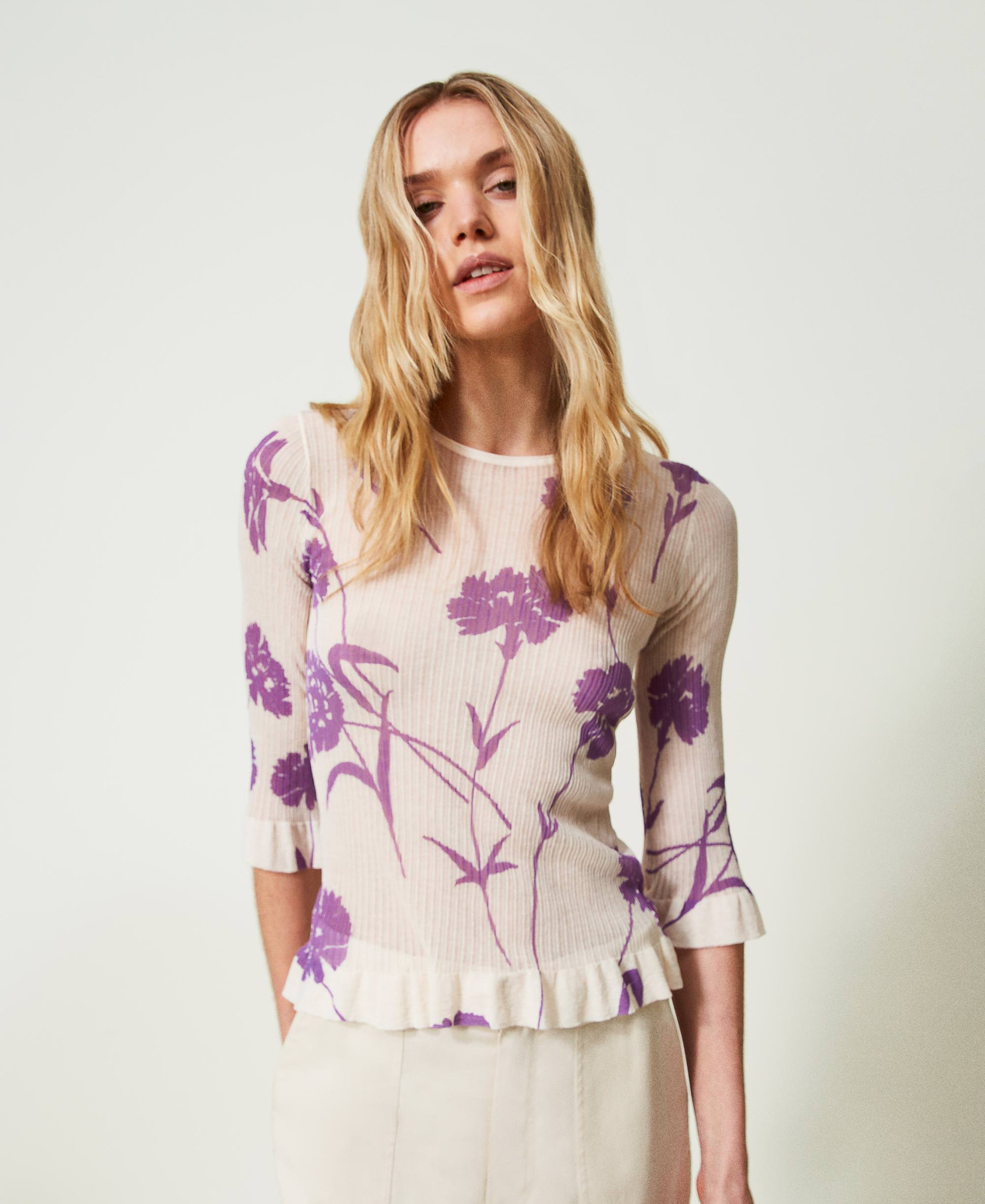 Pull Femme Floral Taille XXL (3XL) - Couleur Gris Bordeaux - Neuf Avec étiquette