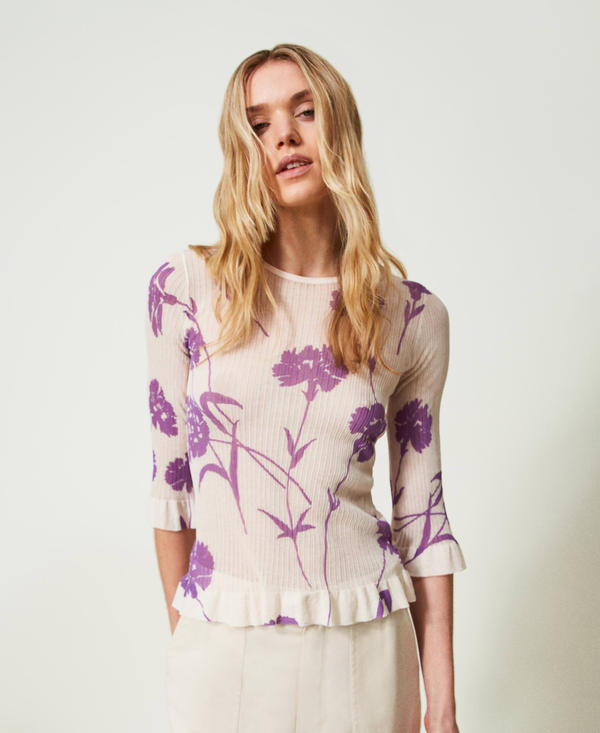 Figurbetonter Pullover mit Blumenprint