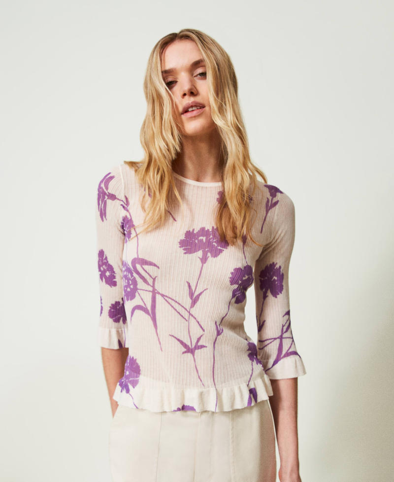 Fitted jumper with floral print