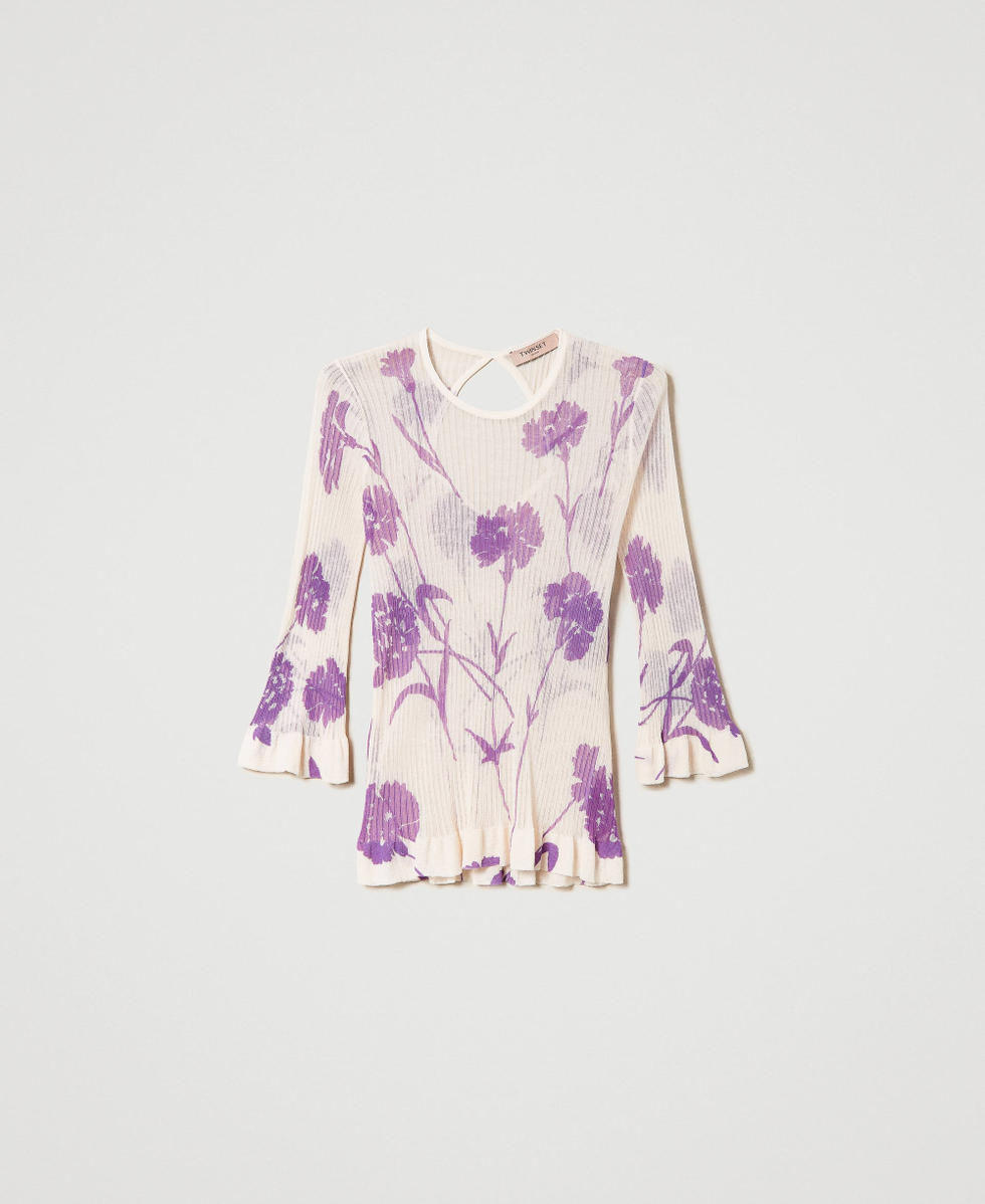 Fitted jumper with floral print