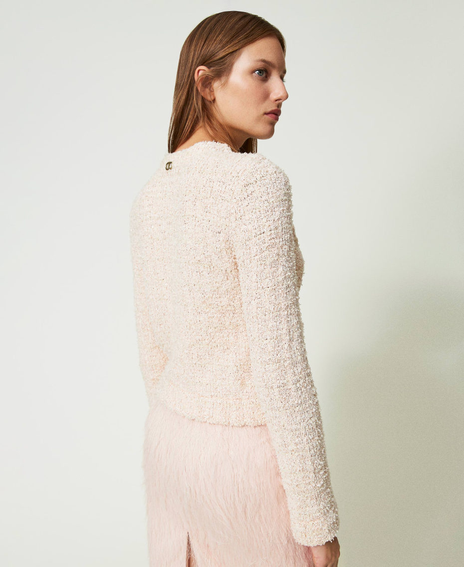 Bouclé knit jacket with Oval T buttons