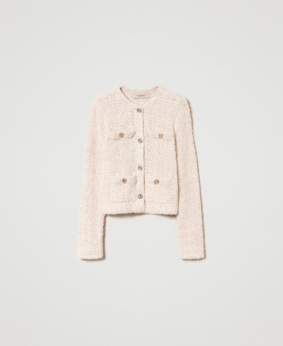 Boucle knit jacket outlet