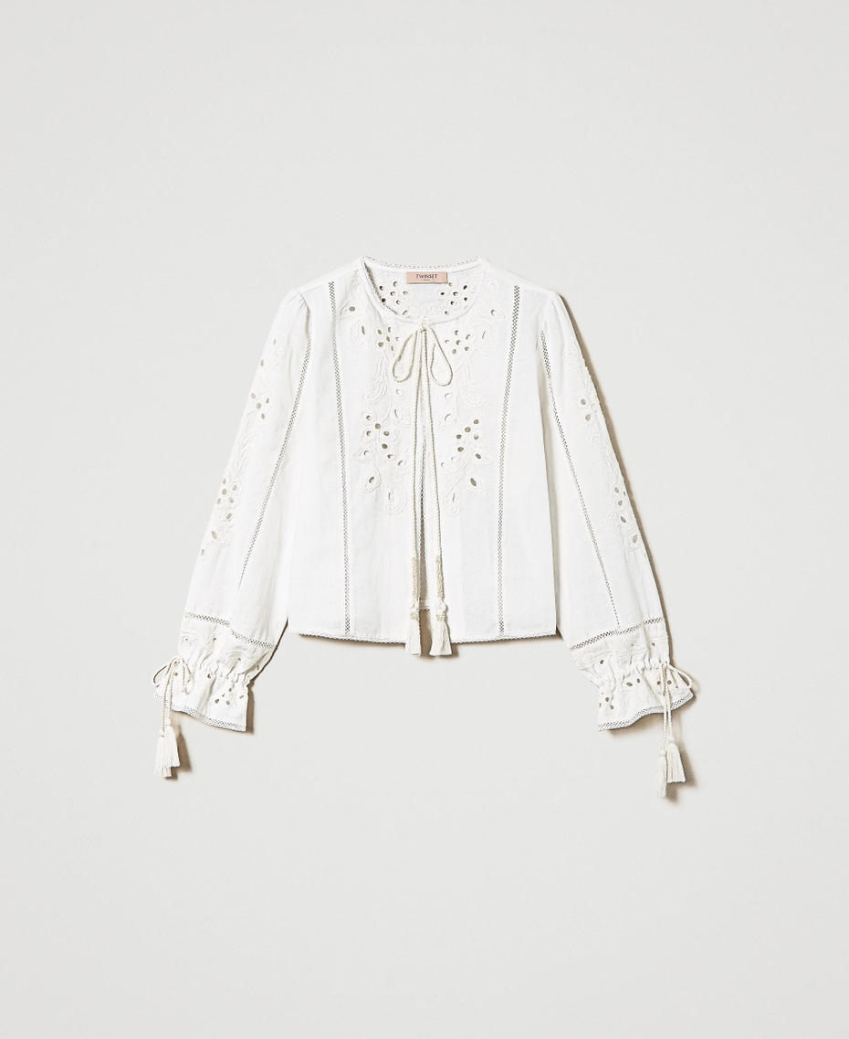 Muslin jacket with embroideries White Woman 241TT2010-01