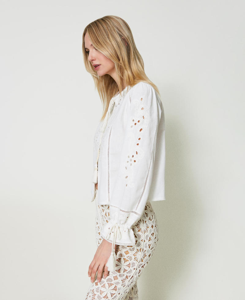 Muslin jacket with embroideries White Woman 241TT2010-02