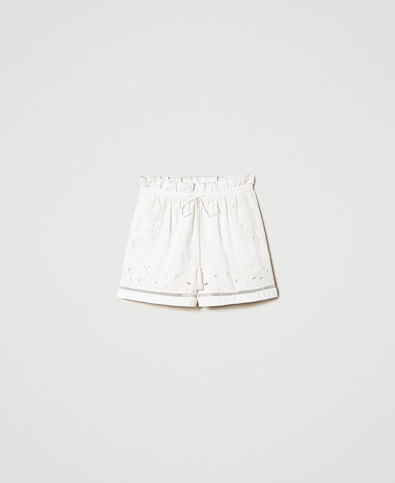 Pantalones cortos de muselina con bordados Blanco Mujer 241TT2011-0S