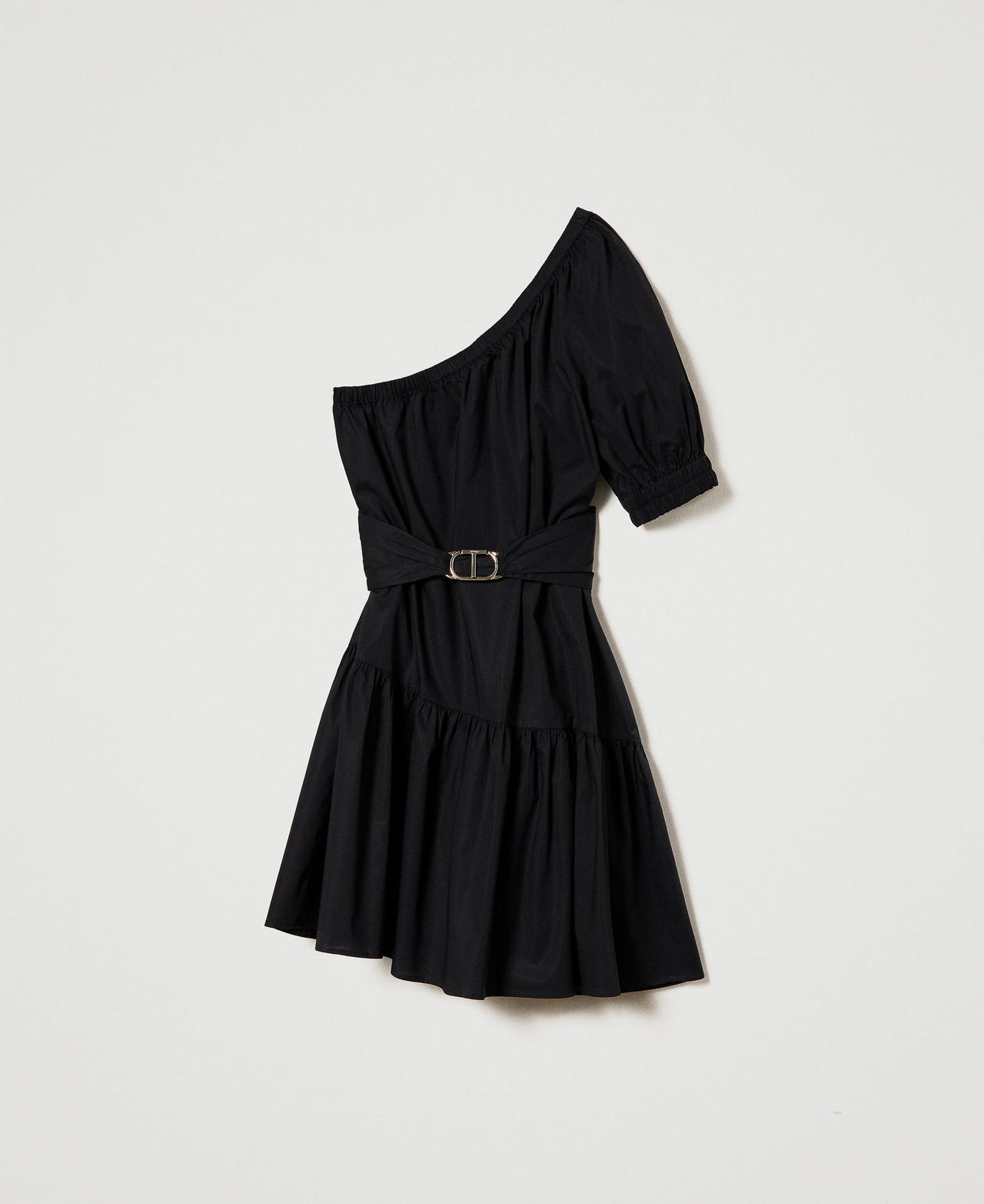 Robe courte asymétrique en popeline avec Oval T