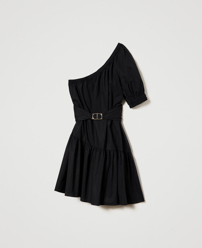 Robe courte asymétrique en popeline avec Oval T