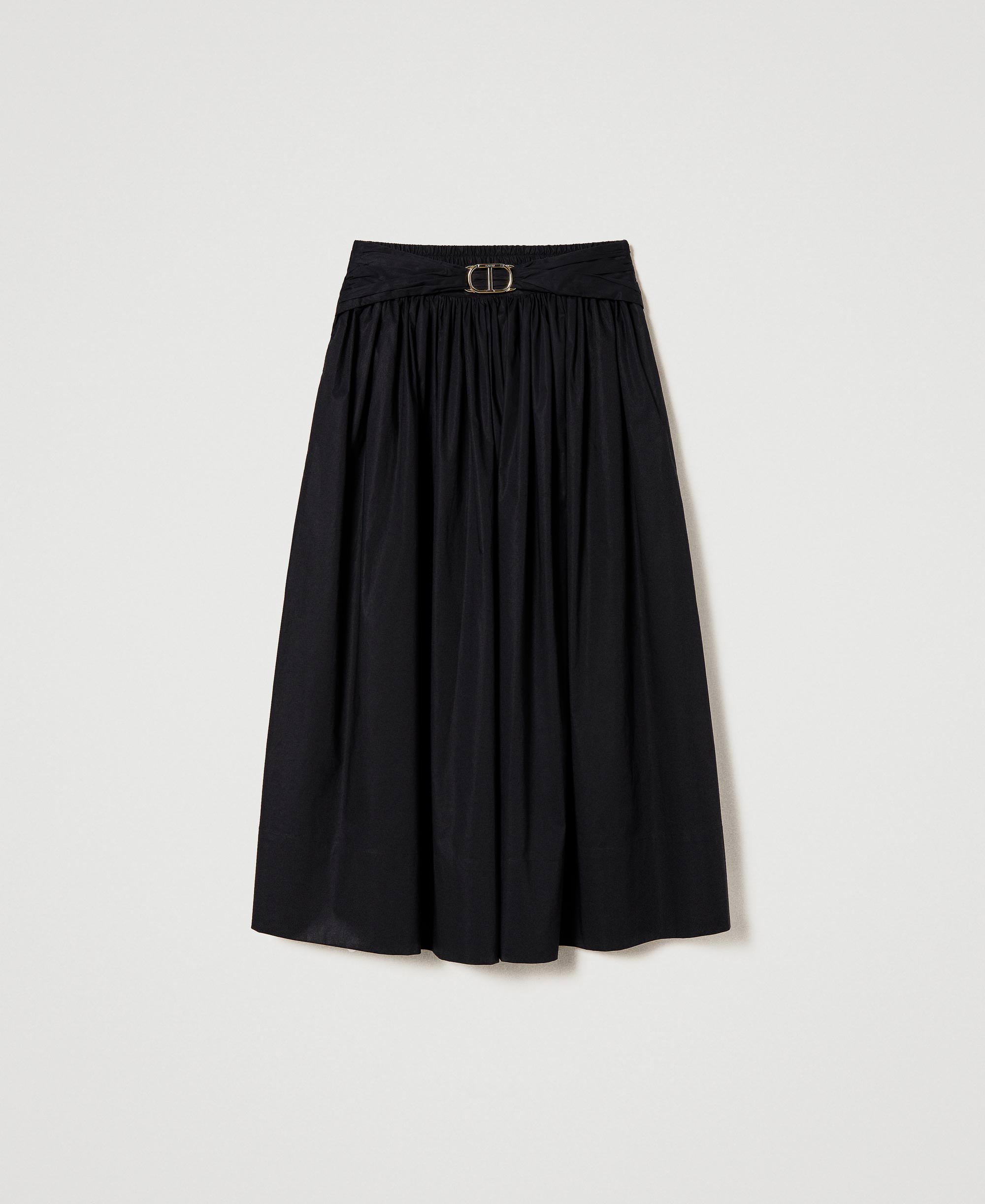 Midi poplin skirt with Oval T