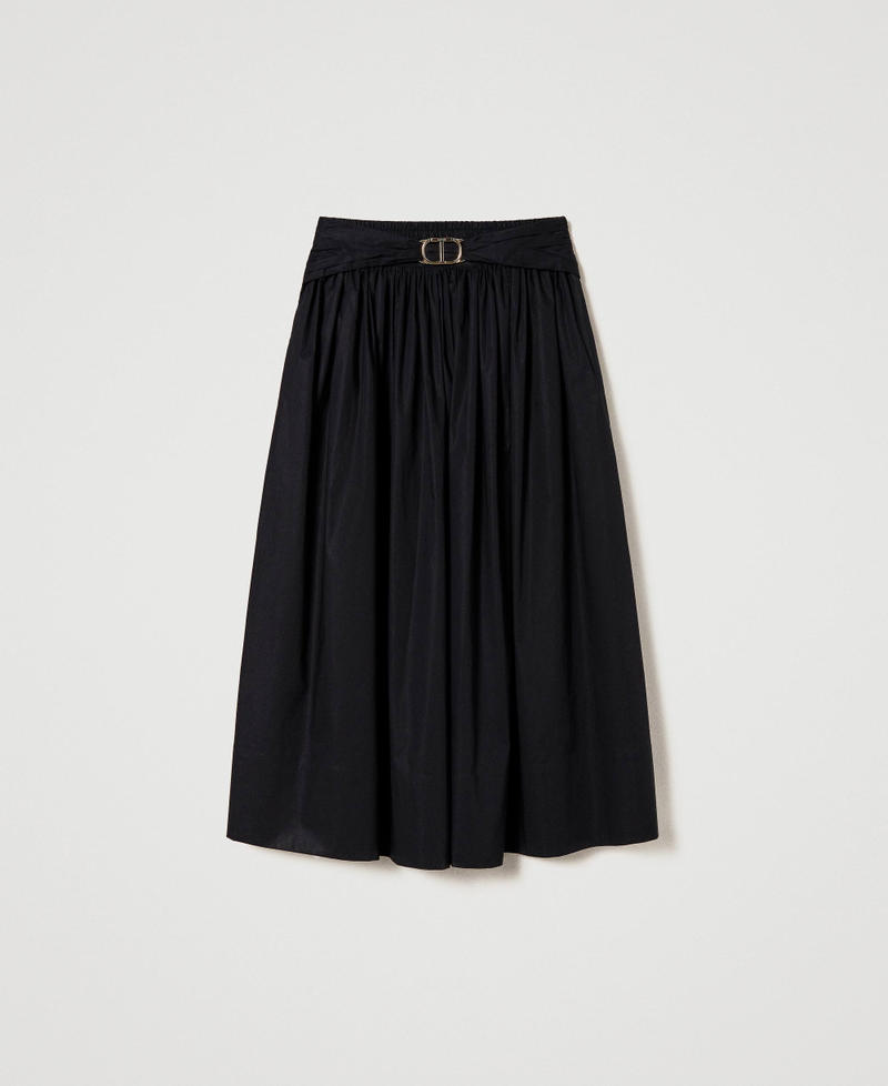 Midi poplin skirt with Oval T Black Woman 241TT2023-01