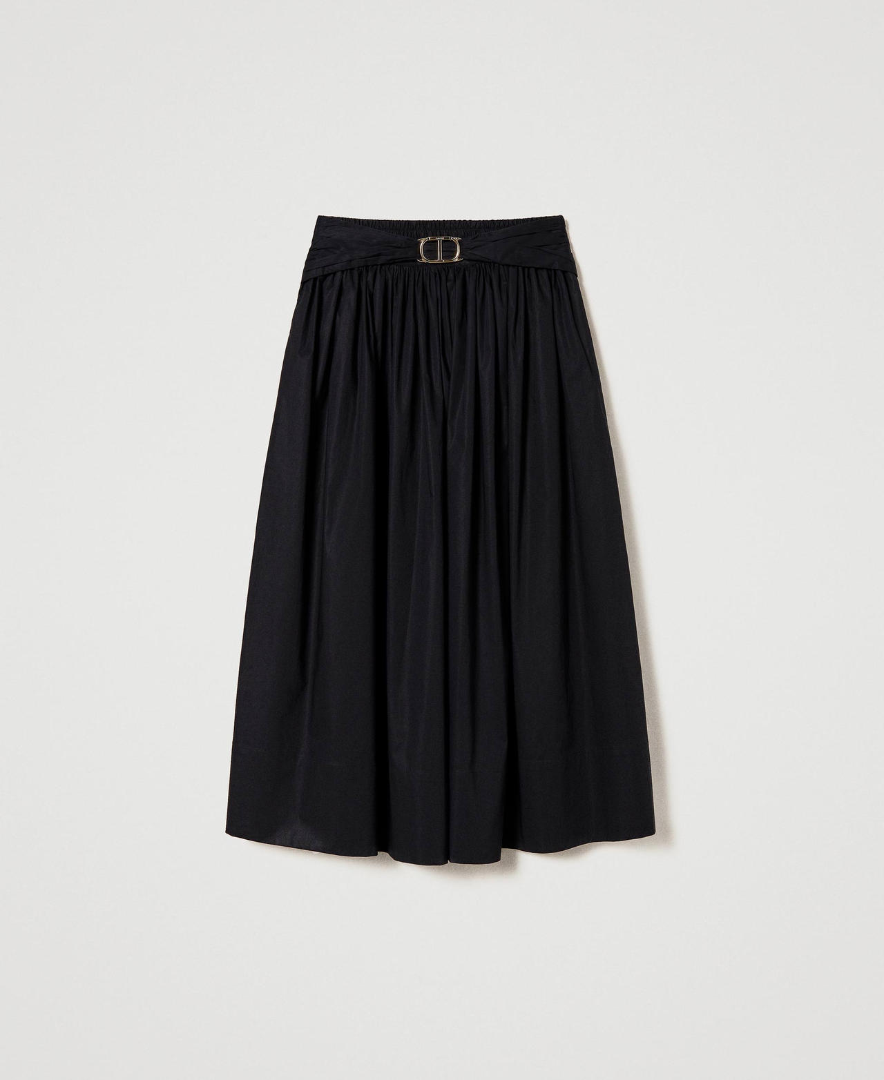 Midi poplin skirt with Oval T