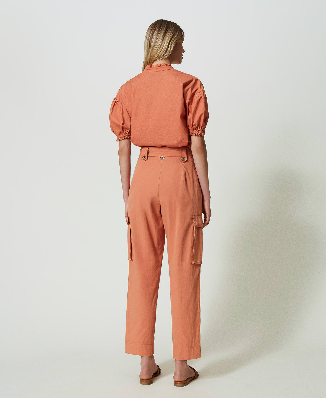 Poplin cargo trousers "Canyon Sunset" Orange Woman 241TT2052-03