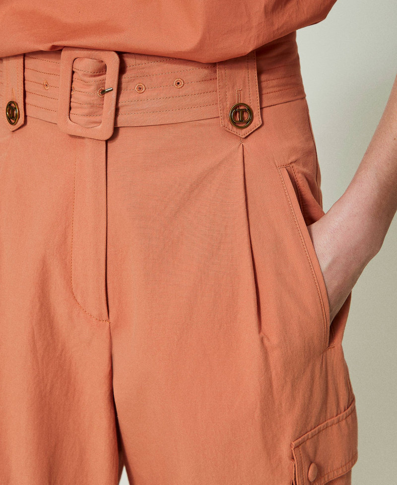 Poplin cargo trousers "Canyon Sunset" Orange Woman 241TT2052-04