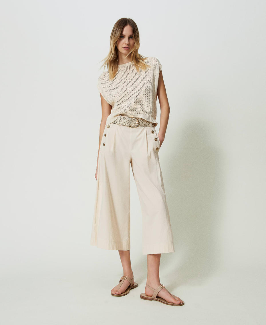 Pantalon cropped en popeline