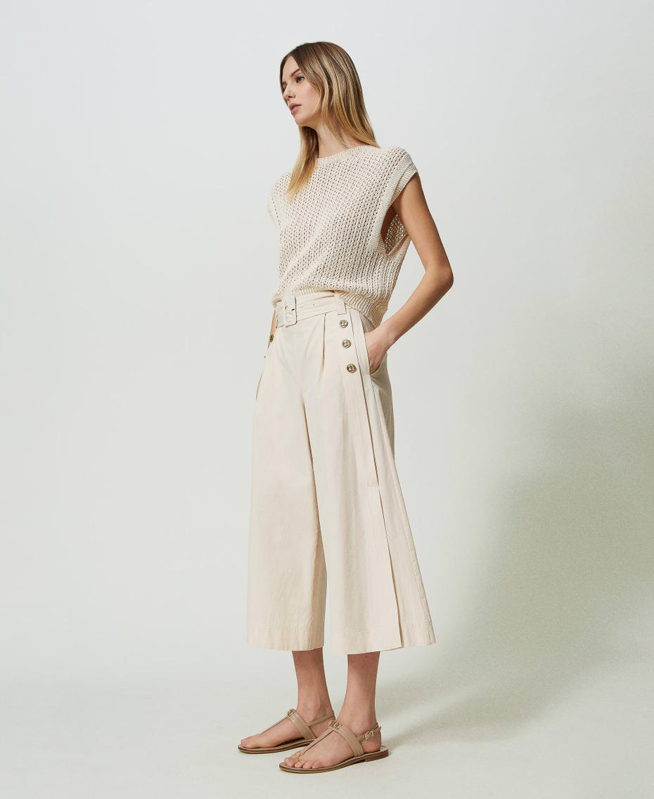 Pantalon cropped en popeline
