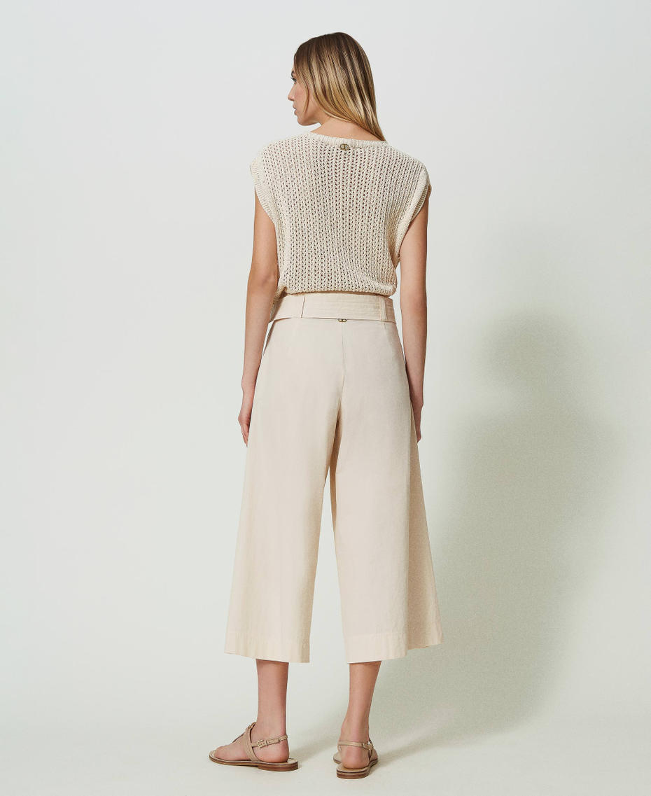 Pantalon cropped en popeline